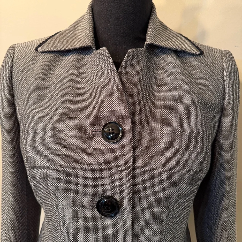 Evan Picone Women's 2P Gray Black Textured‎ Blazer Trendy Career Business Button